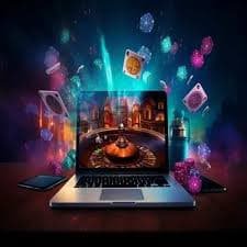 Colorful slot machine reels and card game tables in Lucky Fortune collection